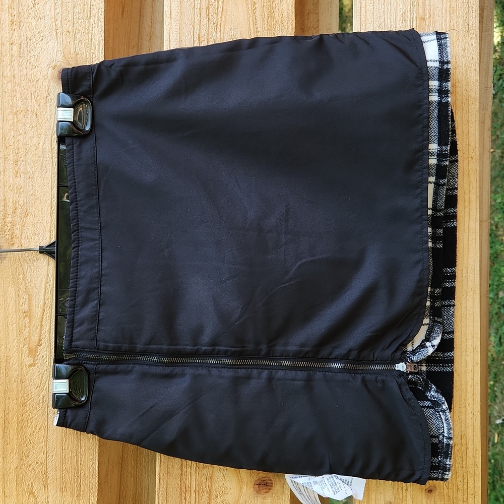 Hollister Wool Blend Plaid Skirt Black White Exposed Side Zipper Fully Lined S - Picture 10 of 17